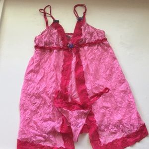 Jezebel pink lace lingerie set XL